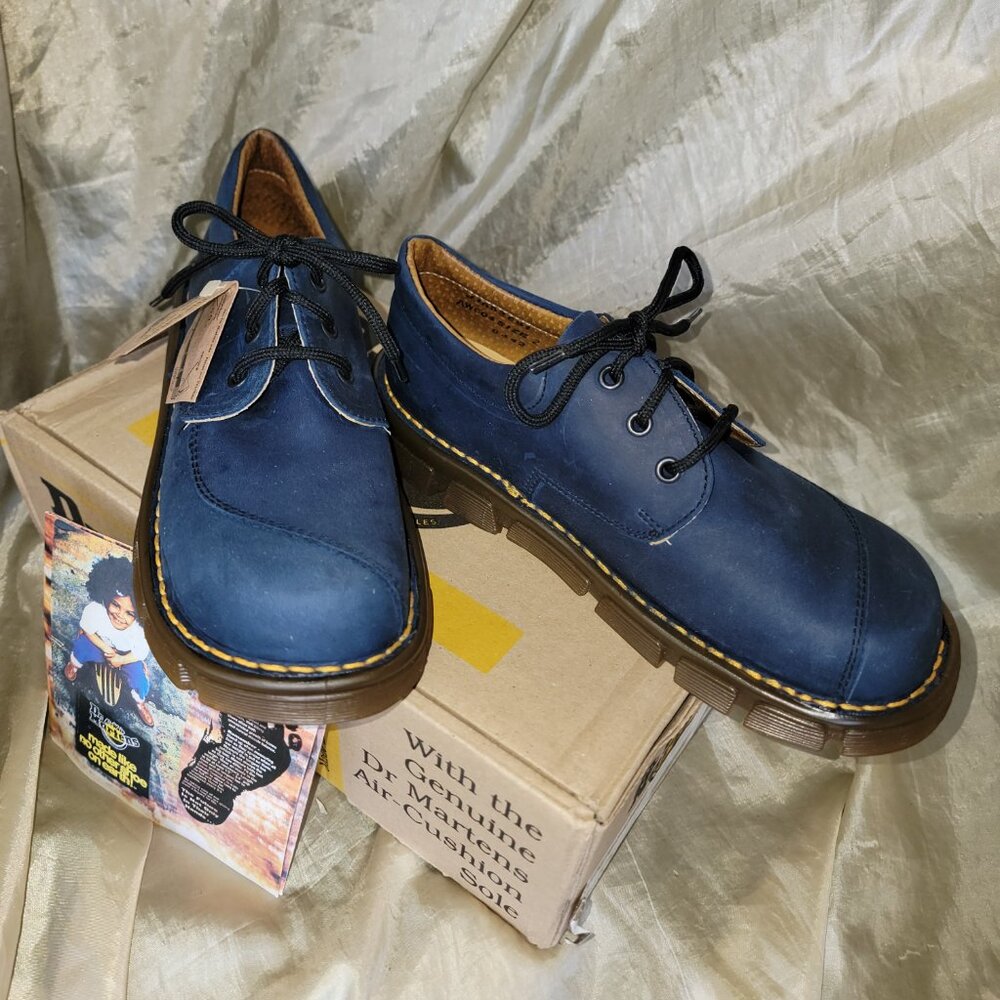Dr.Martens 6442 Kids Leather Low Top Oxford Shoes in Navy Blue Suede Youth 4 MIE - Picture 6 of 9